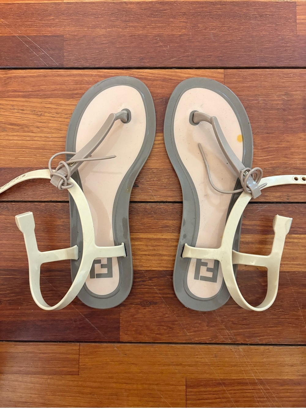 Fendi Two-Tone Beige and Gray Women's Sandals